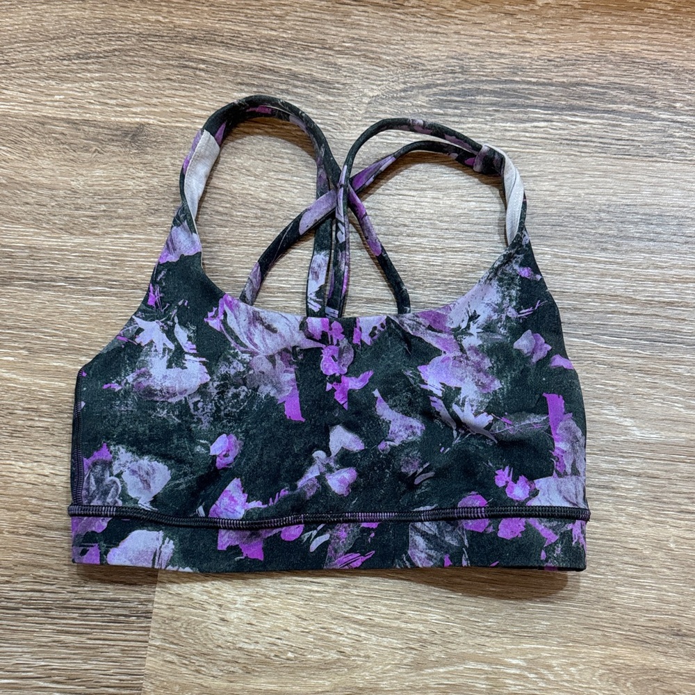 lululemon athletica Purple Floral Strappy Sports Bra